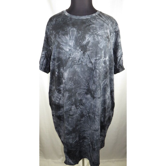 City Chic Black Tie Dye T-Shirt Dress With Pockets Plus Size 24 - Picture 5 of 8
